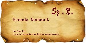 Szende Norbert névjegykártya